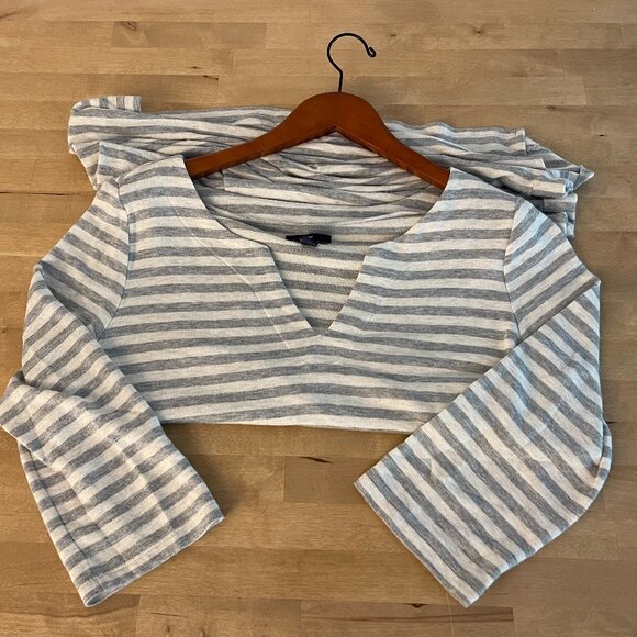 Gap Women's 3/4 sleeve gray/white striped terry dress, size L - Picture 3 of 5